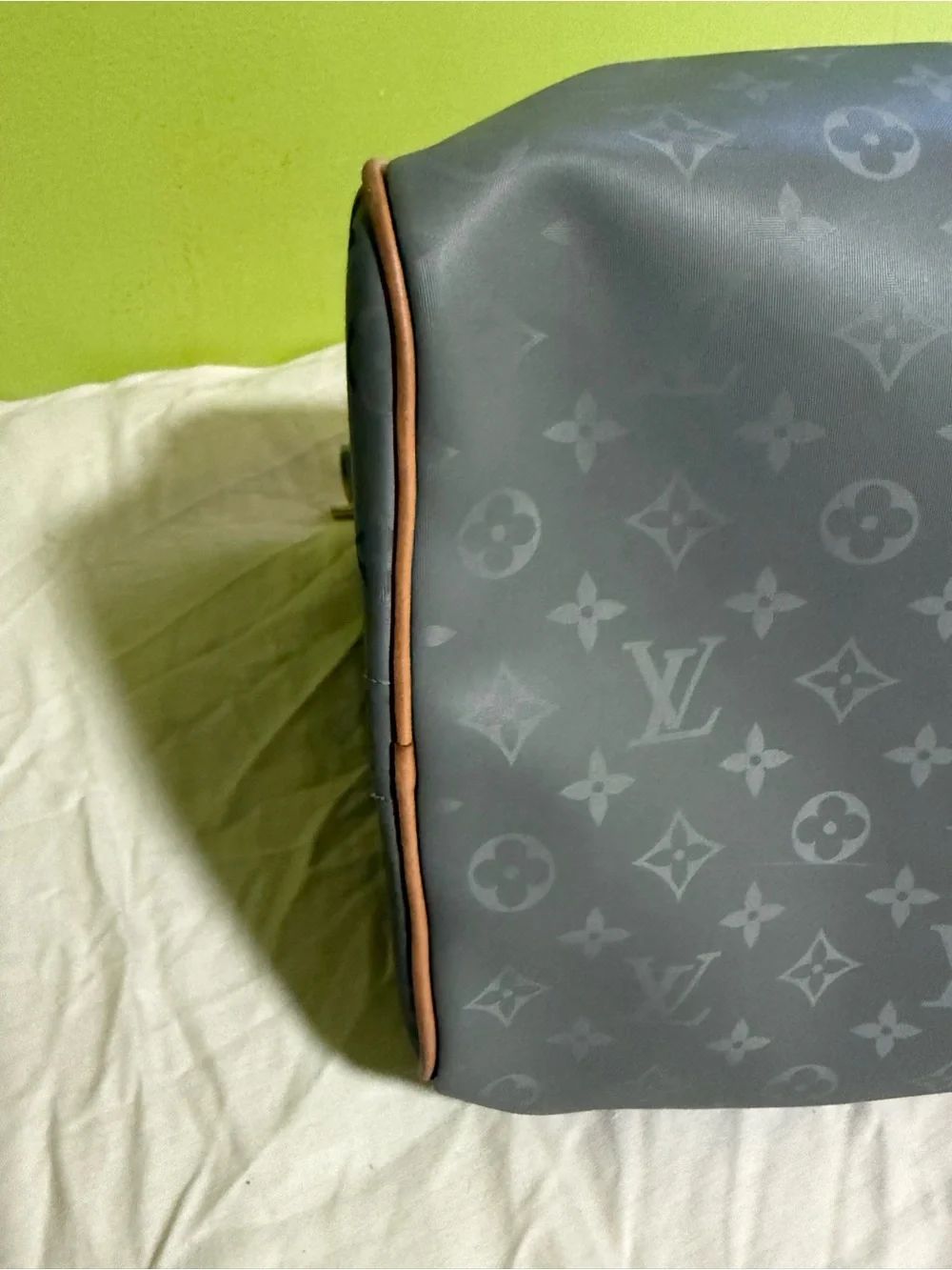 LOUIS VUITTON Monogram Titanium Keepall Bandouliere 50 Boston Bag